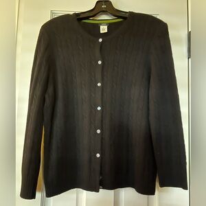 J. CREW BLACK WOOL CABLE CARDIGAN XL